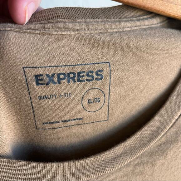Express Men’s Tan Long Sleeve Shirt Casual Express Logo size XL - Picture 2 of 8
